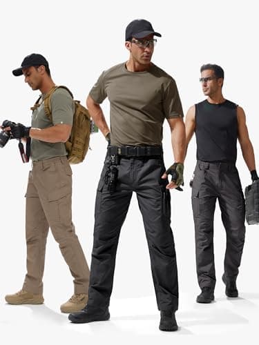 FREE SOLDIER Men's Water Resistant Pants Relaxed Fit Tactical Cargo Work Pants with Multi Pocket (Black 34W/34L) - Image 7