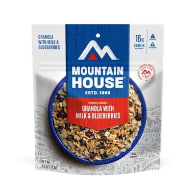 Mountain House Granola with Milk & Blueberries | Freeze Dried Backpacking & Camping Food | Vegetarian | 2 Servings - Image 1
