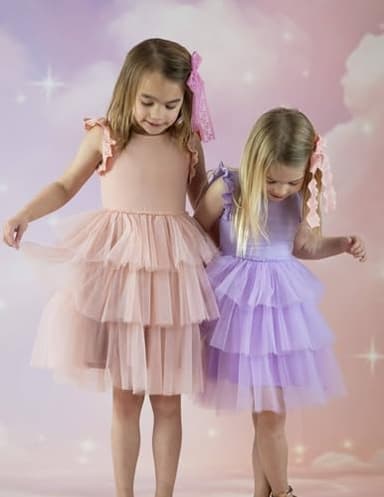 Arshiner Toddler Tutu Dresses Summer Dress Cute Pink Valentine Tulle Sundress for Little Girls 3-4 Years - Image 4
