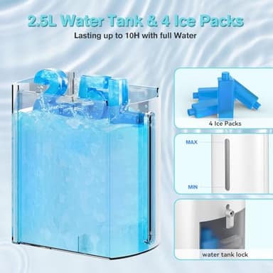 Windowless Portable Air Conditioners, 37’’ Evaporative Air Cooler w/Remote, 2.5L Water Tank & 4 Ice Packs, 12H Timer Auto-off, 70° Oscillating, Quiet Cooling Tower Fan For Bedroom Living Room Office - Image 4