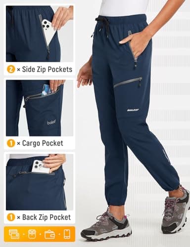 baleaf Women's Hiking Pants Quick Dry Water Resistant Lightweight Joggers Pant for All Seasons Elastic Waist Navy Blue Size XXXL - Image 5