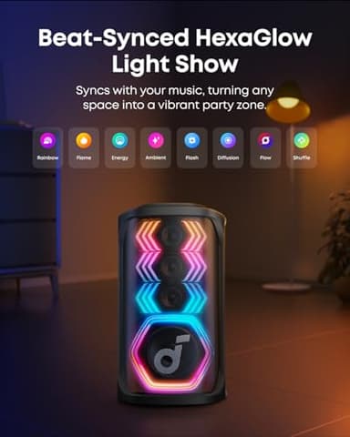 soundcore Rave 3S AI Party Speaker with 2 Wireless Microphones, 200W Sound, AI Vocal Removal, Reverb, Light Show, 12H Playtime, Portable Bluetooth PA System for Home, Party, or Backyard - Image 5