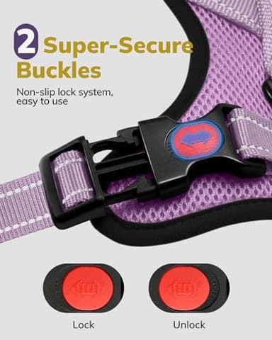 MIDOG No-Pull Dog Harness | Adjustable & Reflective Pet Harness Leash Set for Small Medium Large Dogs Walking, Training| No Choke, Front Clip, Soft Padded Vest with Easy Control Handle - Purple, S - Image 7