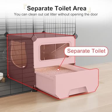 Oneluck Cat Cage Indoor with Litter Box 3-Tier DIY Cat Playpen Detachable Metal Wire Kennel Crate Large Exercise Place Ideal for 1-2 Kitten - Image 5