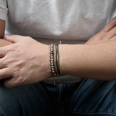Handmade Natural Stone Beaded Healing Bracelet Gift for Men Adjustable Rope String Bracelet (grass jasper, Adjustable) - Image 4
