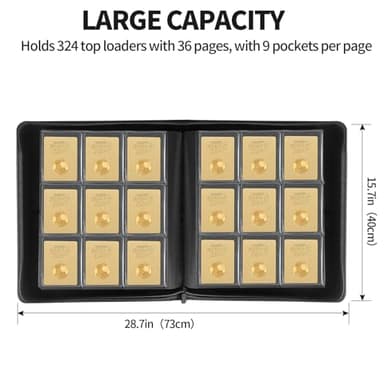 Qurhafoo Toploader Binder, top loader binder for cards, Holds 324 Toploaders, 9-pocket, card folders for trading cards or Sports Cards in 3 x 4'' Toploaders - Image 3