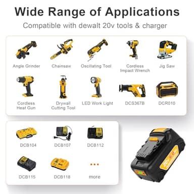 KOOMICY 20V Battery Replacement for Dewalt 20V Battery Max 6Packs 6000mAh DCB203 DCB200 DCB203 DCB204 Compatible with Dewalt DCD DCF DCG Line Series Cordless Power Tools - Image 3