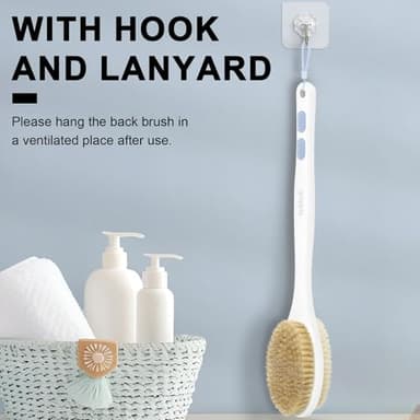 Bubbob Back Scrubber, Back Scrubber for Shower, Bath Brush Long Handle for Shower with Double Sided Bristles for Wet or Dry Brushing (Blue) - Image 7