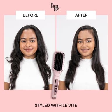 L'ANGE HAIR Le Vite Straightening Brush | Heated Straightener Flat Iron for Smooth, Anti Frizz Hair | Dual-Voltage Electric Brush Straightener | Hot Brush for Styling - Image 7