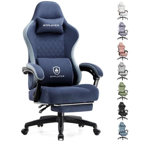 GTPLAYER Gaming Chair, Computer Office Chair with Pocket Spring Cushion, Linkage Armrests and Footrest, High Back Ergonomic Computer Chair with Lumbar Support Task Chair with Footrest(Blue) - Image 1