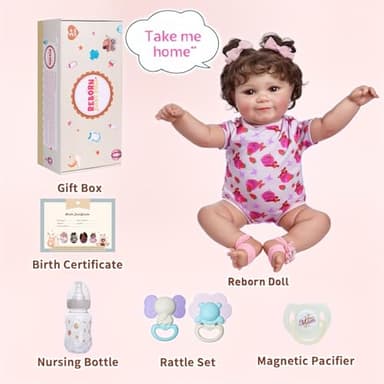 JIZHI Lifelike Reborn Baby Dolls - 20Inch-Real Baby Feeling Realistic-Newborn Baby Doll Adorable Smiling Real Life Baby Dolls with Gift Box for Kids Age 3 - Image 6