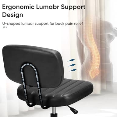 DUMOS Armless Office Desk Chair, Small Height Adjustable Computer Task Chair with Low Back Lumbar Support and 360° Swivel Rolling Wheels for Small Space, Kids and Adults, Dark Black - Image 4