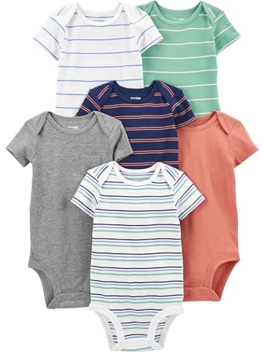 Simple Joys By Carter's Baby Boys Short-sleeve Bodysuit Shirt, Coastal Multi Stripe, 18 Months US - Image 1