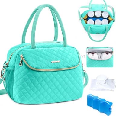 Breastmilk Cooler Travel Bag with 2pcs Wipes Dispensers and Ice Pack - Baby Bottle Cooler for 6 Bottles Up to 9 Ounce - Image 1