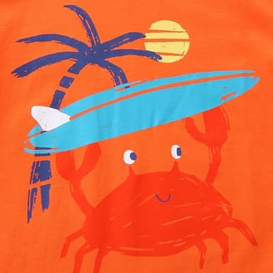 Little Boy Spring Summer Clothes Spring Summer Cotton Short Sleeve T-Shirt And Shorts Outfits Clothing Set Surfboard/Crab Size 7 - Image 4