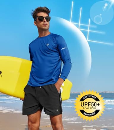 NORTHYARD Men's Sun Protection UPF 50+ Shirts Long Sleeve Running Workout Athletic Gym Shirt UV Swim Fish Rash Guard Hiking RoyalBlue 2XL - Image 3