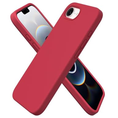 ORNARTO Compatible with iPhone 16e Case 6.1"(2025), Liquid Silicone 3 Layers Full Covered Soft Gel Rubber Phone Case,Shockproof Protective Cover with Anti-Scratch Microfiber Lining-Red - Image 1