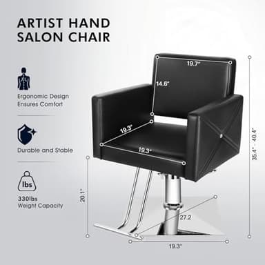 Artist Hand Salon Chair for Hair Stylist, Stylist Chair with Heavy Duty Hydraulic Pump, 360 Degrees Rolling Swivel Spa Beauty Equipment for Hair Stylist Women Man, Max Load Weight 330 Lbs - Image 3