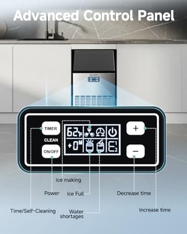 EUHOMY Commercial Ice Maker Machine, 100lbs/24H Stainless Steel Under Counter ice Machine with 33lbs Ice Storage Capacity, Freestanding Ice Maker. - Image 4