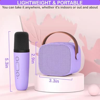 Mini Karaoke Machine for Kids & Adults, Kids Toys for Girls & Boys Gifts, Bluetooth Speaker with 1 Wireless Microphone for Kids Adults Toddler Girls Home Party Birthday Gifts Purple - Image 6