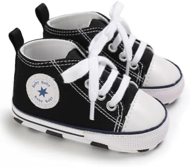 Unisex Baby Girls Boys Canvas High-top Shoes, Newborn Infant Anti-Slip Soft Sole Frist Walking Breathable Sneakers - Image 4