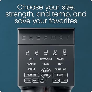 Chefman Caffeinator Single Serve Coffee Maker, K-Cup & Grounds, Programmable Drip Coffee Machine with Brew Strength Settings, Iced Coffee Function, 48 oz. Removable Water Reservoir - Midnight - Image 6