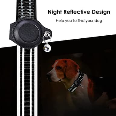 Arojore Reflective AirTag Dog Collar, Heavy Duty Padded Puppy Collar with AirTag Holder, Adjustable Air Tag Pet Collar for Small Medium Large Dogs, Black, L - Image 3