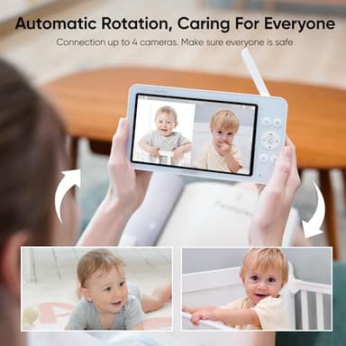 bonoch MegaView Baby Monitor with 2 Cameras, 7" 720P HD Split Screen Baby Monitor No WiFi, Video Monitor with Camera and Audio, 6000mAh, VOX Mode, 2 Way Audio, Remote PTZ, Night Vision - Image 3