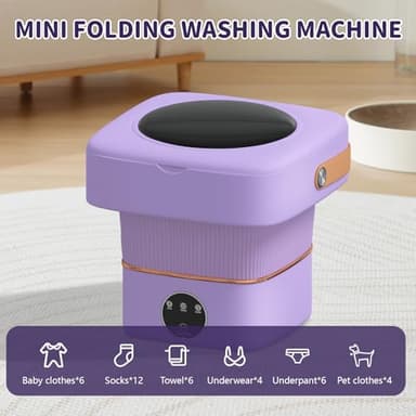Portable Washing Machine, Foldable Mini Washer with 3 Modes, Compact Clothes Laundry Machine for Underwear, Baby Clothes, Apartments, Camping, Travel(Purple) - Image 5