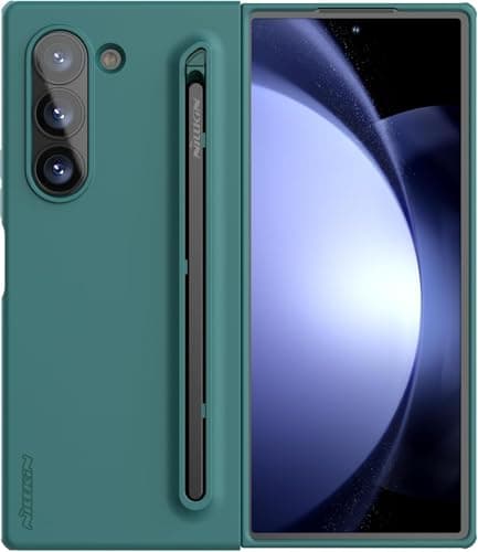 Nillkin for Samsung Fold 6 Case with Built-in Compact Writing Pen, Superior Liquid Silicone & Wireless Charging & S Pen Holder Slot Protective Samsung Galaxy Z Fold6 Slim S Pen Phone Case, Green - Image 1