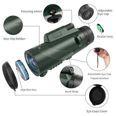 10X42 HD Monocular for Adults, Military Grade Compact Monocular Telescope with BAK-4 Prism & FMC Lens & Smartphone Holder & Tripod, Stargazing Hunting Bird Watching, Camping Hiking Travel Accessories - Image 3