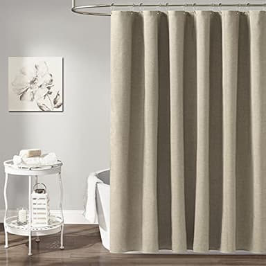 BTTN Fabric Shower Curtain - Linen Textured Weighted Cloth Shower Curtain Set with 12 Plastic Hooks, Hotel Spa Luxury Neutral Decorative Bath Curtains for Bathroom, Machine Washable - 72x72, Khaki/Tan - Image 6