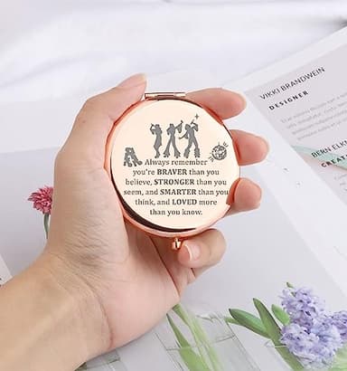 WSNANG Music Musical Inspired Gift Music Musical Pocket Mirror You are Braver Stronger Smarter Musical Lover Makeup Mirror(MM Mirror) - Image 2