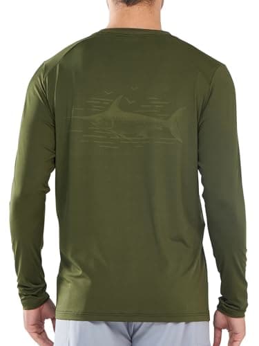 NORTHYARD Men's Sun Protection Shirts Long Sleeve Swim Beach Rash Guard SPF UV UPF 50+ Fishing T-Shirt Quick Dry Lightweight ArmyGreen XL - Image 1