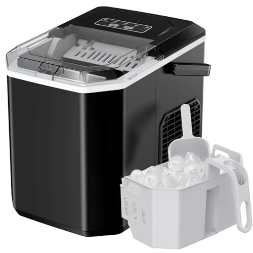 Ice Maker Countertop, Portable Ice Machine with Carry Handle, Self-Cleaning Ice Makers with Basket and Scoop, 9 Cubes in 6 Mins, 26 lbs per Day, Ideal for Home, Kitchen, Camping, RV, Black - Image 1