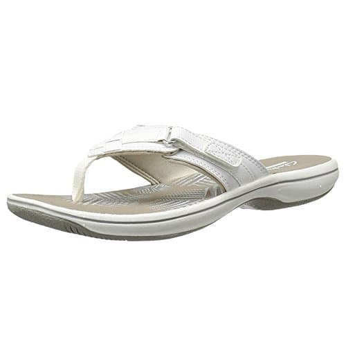 Clarks Women's Breeze Sea Flip-Flop, New White Synthetic, 9 - Image 1