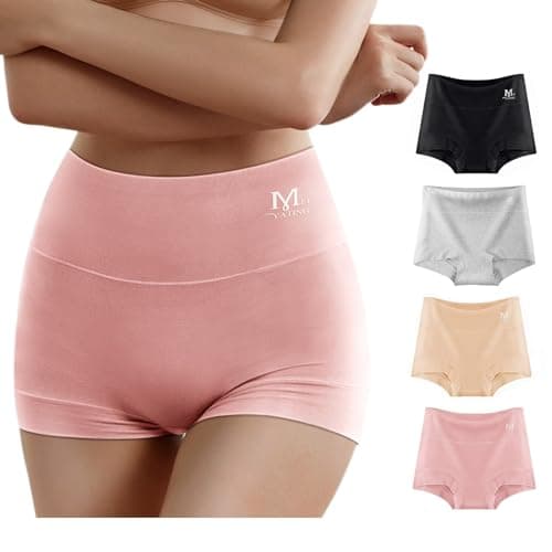 MEIYATING Boy Shorts Underwear for Women Cotton Compression Plus Size High Waisted Boxers Briefs Panties Boyshort 4 Pack - Image 1