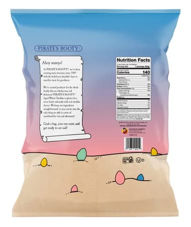 Pirate's Booty Aged White Cheddar Cheese Puffs, Gluten-Free, Kids Snacks, Easter Snack, 1oz (6ct) - Image 2