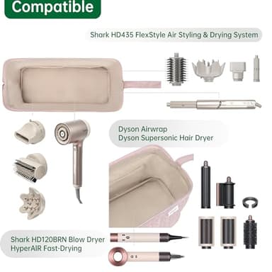 KarSyon Shark Flex Style Case for Dyson Airwrap Hair Dryer Brush Revlon Hair Tools Travel Bag Carrying Case Flat Curling Iron Organizer (Pink) - Image 4