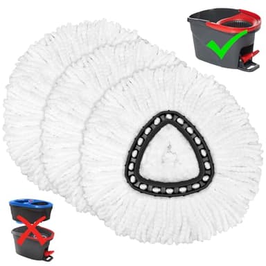 Mop Replacement Heads for O-Ceda Mop Replace Head EasyWrin Spin Mop Heads Replacements, Microfiber Spin Mop Refills, Easy Cleaning Mop Head Replacement (White-3 Mop Heads) - Image 1
