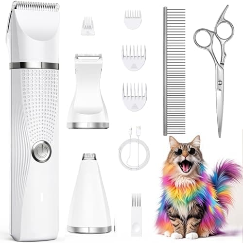 Bautrium Cat Grooming Clippers Kit with Paw Trimmer, 3 in 1 Electric Pet Hair Trimmer Supplies for Thick Matted Hair, Heavy Coat Butt Shaver Cat Razor Fur Trimmer for Dogs at Home - Image 1