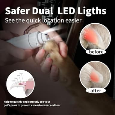 Dog Nail Grinder & Upgrade Professional with 3-Speed Adjustment Super-Quiet and Low-Vibration Pet Nail Trimmers with Forward and Reverse Functions - Safe Pause Button Wireless Type-C Charging（Green） - Image 4