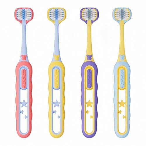 EASICUTI Soft Toddler Toothbrushes, Efficient 3 Sided Toothbrush, Baby Toothbrush 12 Months and up, Infant Toothbrush, Toddler Training Tooth brush for Ages 1-8 Years, Cleans All Sides-4 Pack (Patent) - Image 1