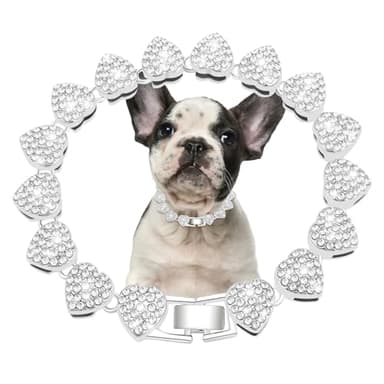 Glitter Metal Cuban Diamond Dog Chain Dog Training Chain with Secure Buckle Heart-Shaped Pet Collars for Large Medium Dogs - Image 1