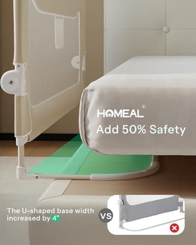 HOMEAL 59in Foldable Toddler Bed Rails, Bed Rail for Toddlers, Baby Bed Rail Guard for King Size,Twin Size, Full Size, Queen Size Beds, Bed Guard Rail, Beige - Image 4