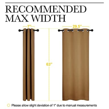NICETOWN Sleek Blackout Curtains 63 inches Length for Small Windows, Noise Reducing and Block Draft Panels for Door Doorway Laundry Office Luxury Decor Theme (2 Panels, Gold Brown, W34 x L63 -Inch) - Image 7