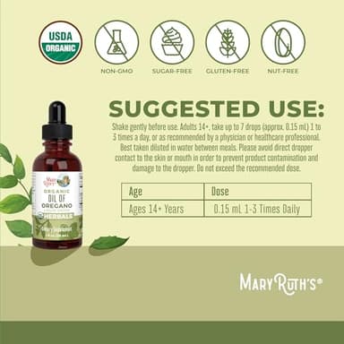 MaryRuth Organics Oregano Oil Drops | 6 Month Supply | USDA Organic Oil of Oregano Liquid | Herbal Blend for Immune Support | Digestive Health | Overall Health | Vegan | Sugar Free | Non-GMO | 1 Fl Oz - Image 3