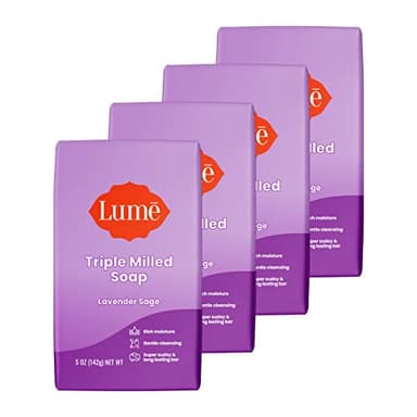 Lume Triple Milled Bar Soap - Rich Moisture & Gentle Cleansing - Paraben Free, Phthalate Free, Skin Safe - 5 ounce (Pack of 4) (Lavender Sage) - Image 1