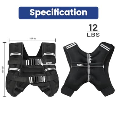 Weighted Vest with Two Adjustment Straps for Men Women, 8lbs/12lbs/16lbs/20lbs Weight Vest with Reflective Stripes for Workout, Strength Training, Running, Fitness, Muscle Building, Weight Loss - Image 5