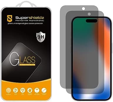 Supershieldz (2 Pack) (Privacy) Anti Spy Screen Protector Designed for iPhone 15 Pro (6.1 inch), Tempered Glass, Anti Scratch, Bubble Free - Image 2